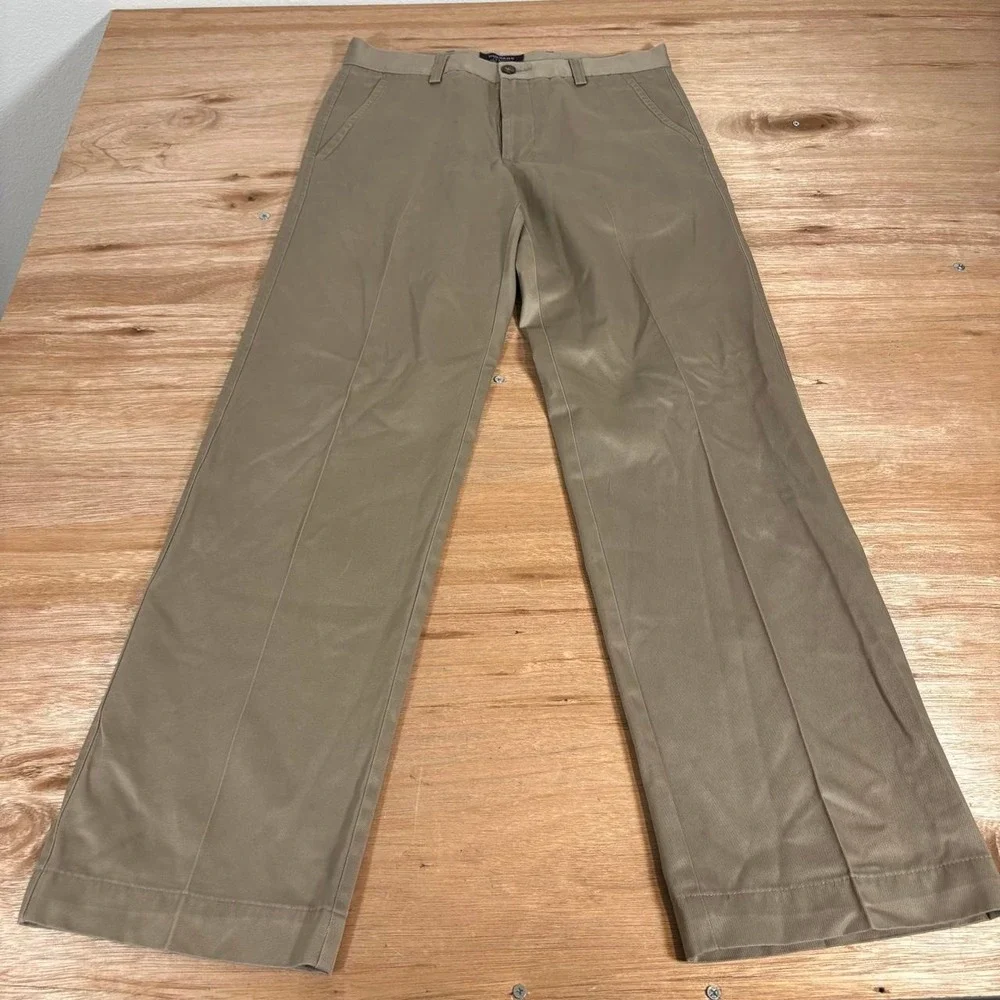 Dockers D1 Slim Fit Chinos Mens 31x32 Khaki Tan Flat Front Cotton Twill Pants